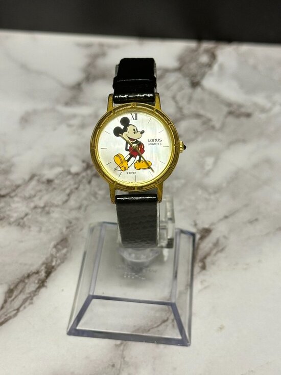 Vintage Lorus Disney Mickey Mouse Watch Women Black Band JV811-1410 New Battery main image 6
